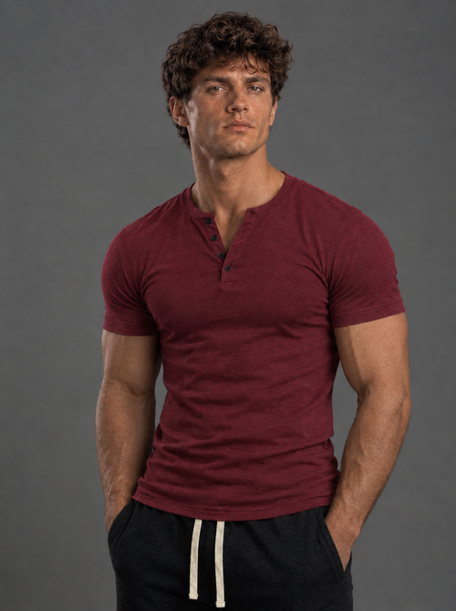 Henley Collar Muscle Cotton Shirt